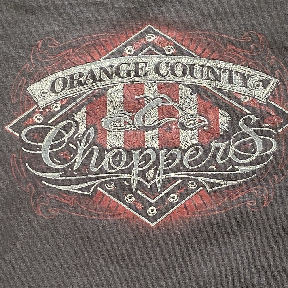 Vintage Orange County Choppers Blue Double-sided Graphic T-shirt Y2K Biker L/XL
